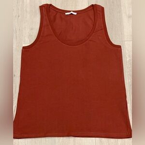Zara Basic Tank Top Size M Brick Rust color 100% Cotton